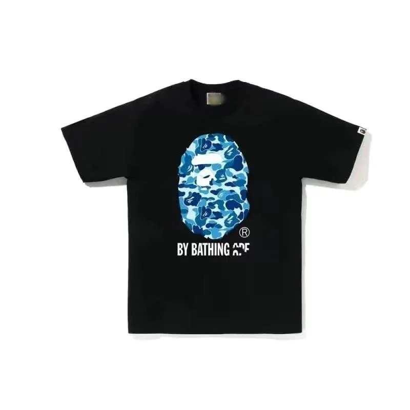 Black T-Shirt with Blue Camo Head
