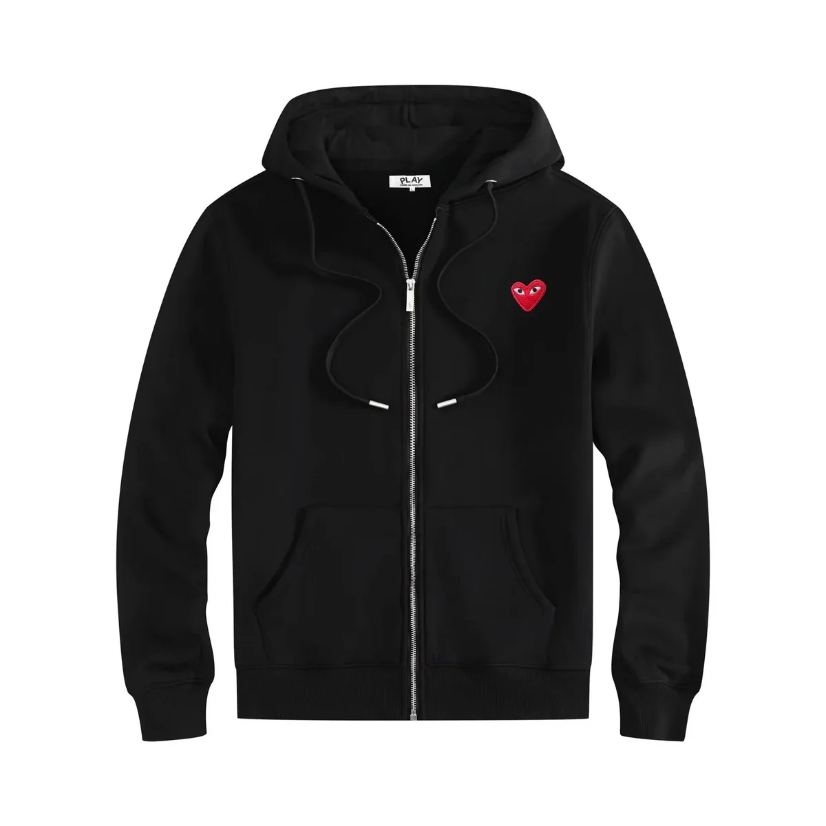 Black Heart-Logo Zip-Up Hoodie