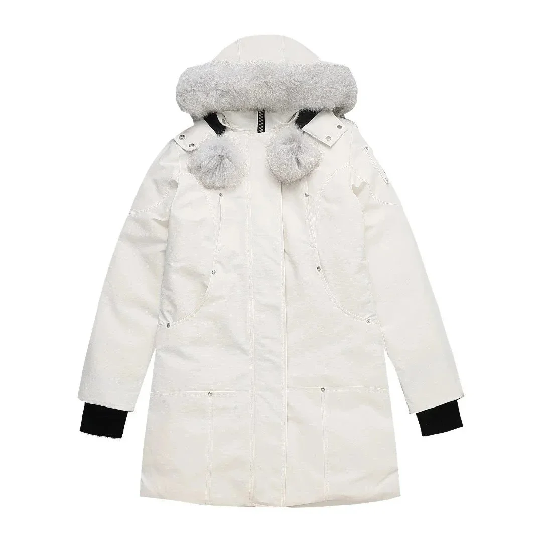 White Fur Trim Parka Coat