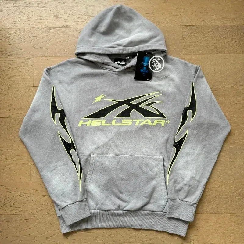 Hellstar Grey Flame Graphic Hoodie