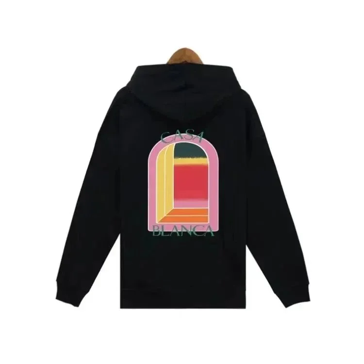 Black Casa Blanca Hoodie with Colorful Arch Print