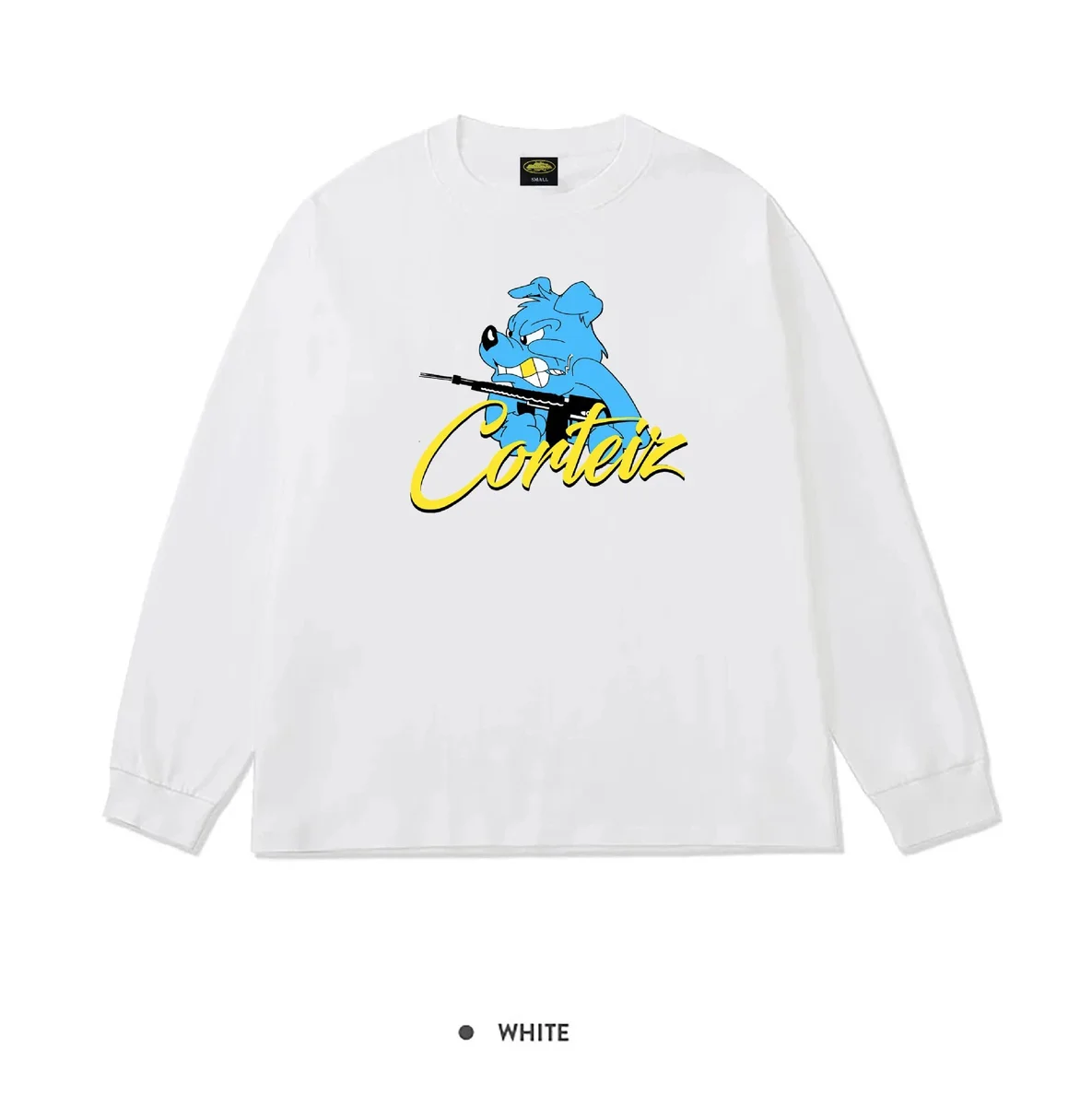 Corteiz White Dog Print Long Sleeve T-Shirt