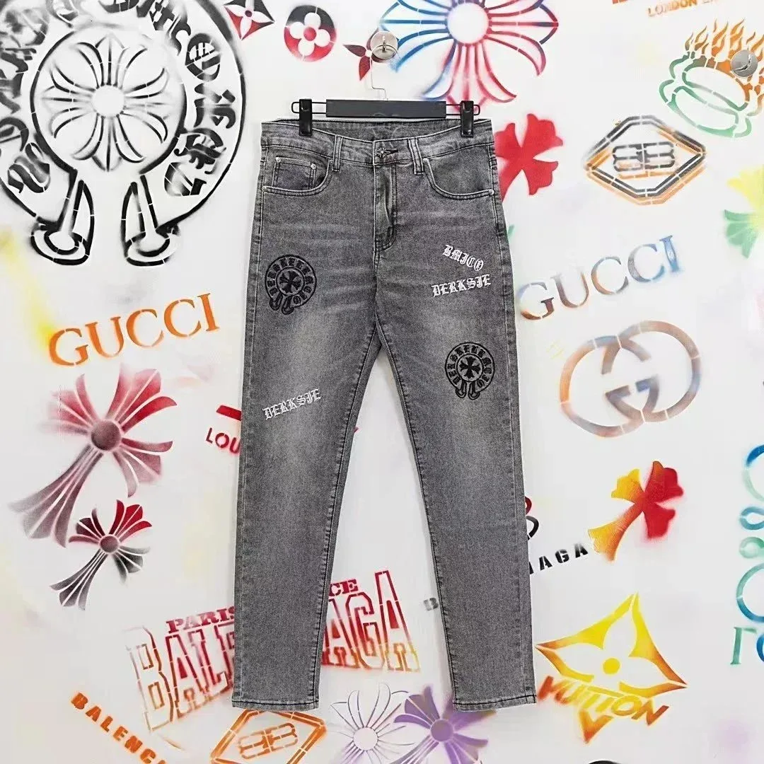 Chrome Hearts Grey Embroidered Jeans