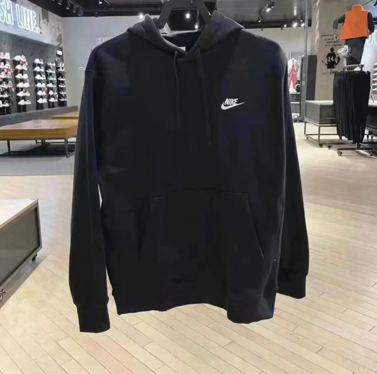 Nike Hoodie Black Solid Pullover