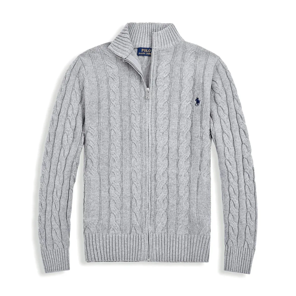 Polo Ralph Lauren Cable Knit Full-Zip Sweater Grey