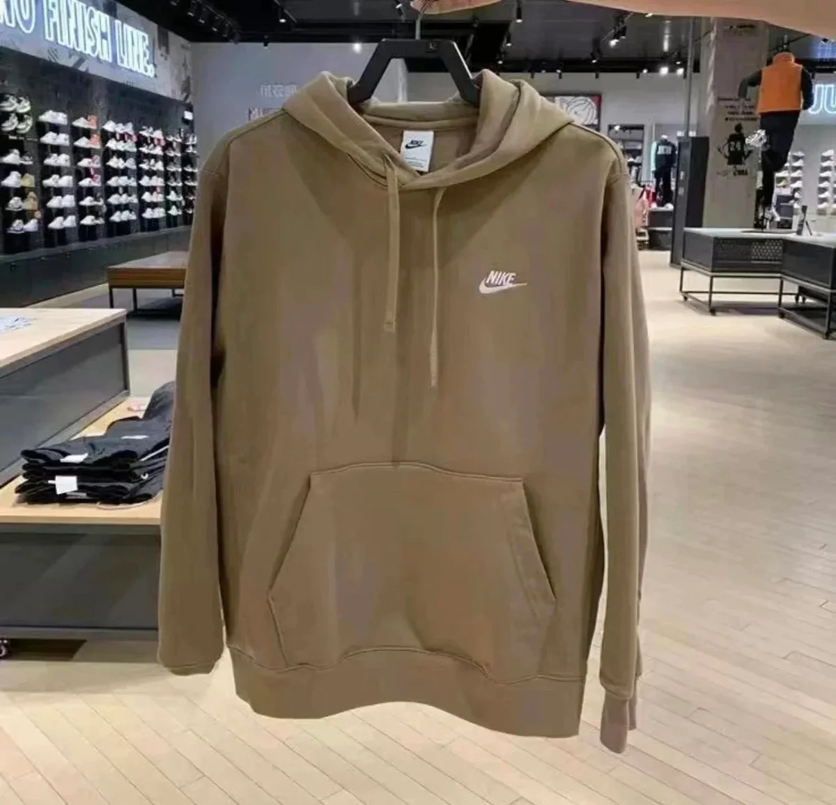 Nike Hoodie Olive Solid Pullover