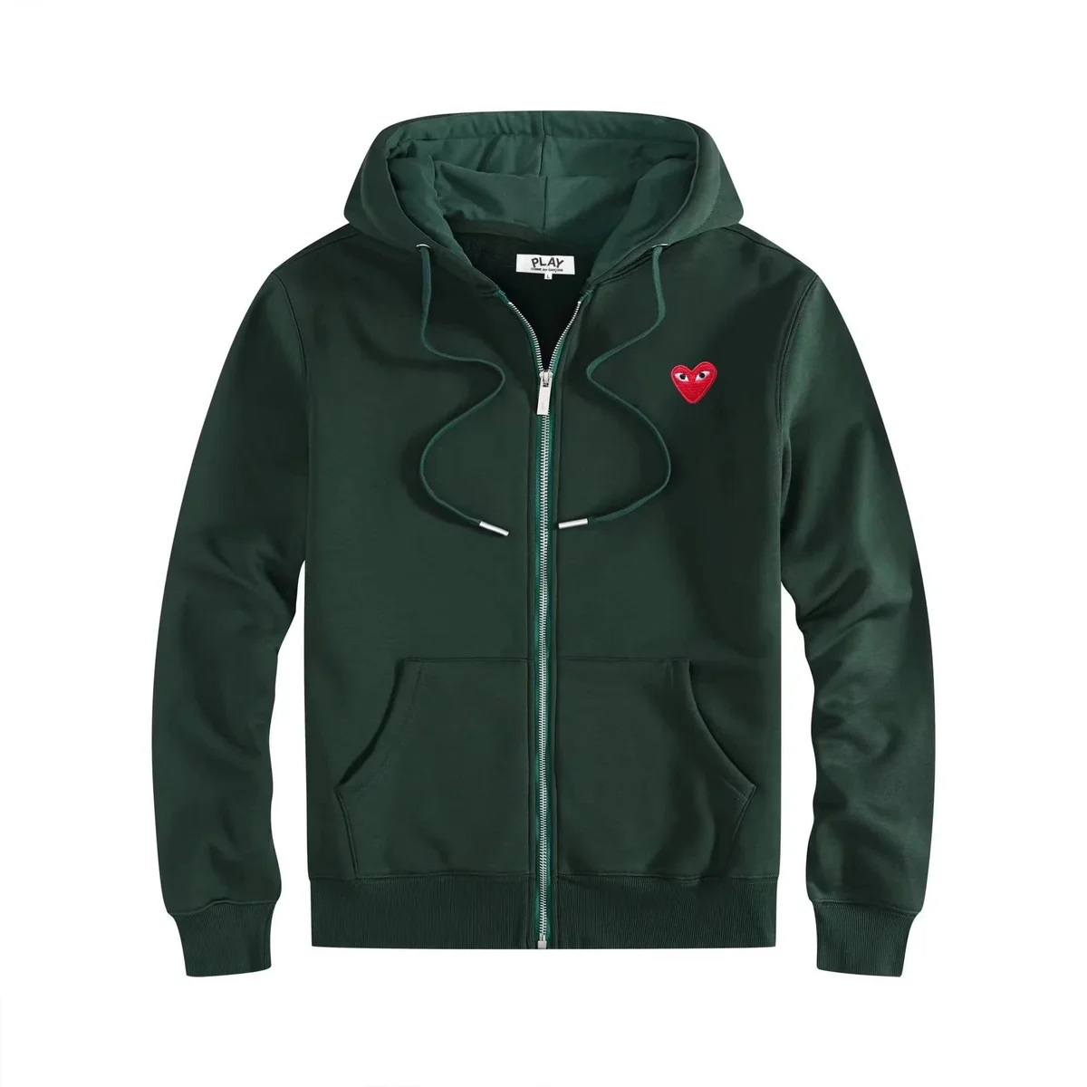 Comme des Garçons Play Zip-Up Hoodie Forest Green