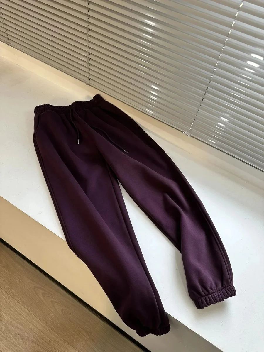 Unisex Dark Purple Solid Sweatpants