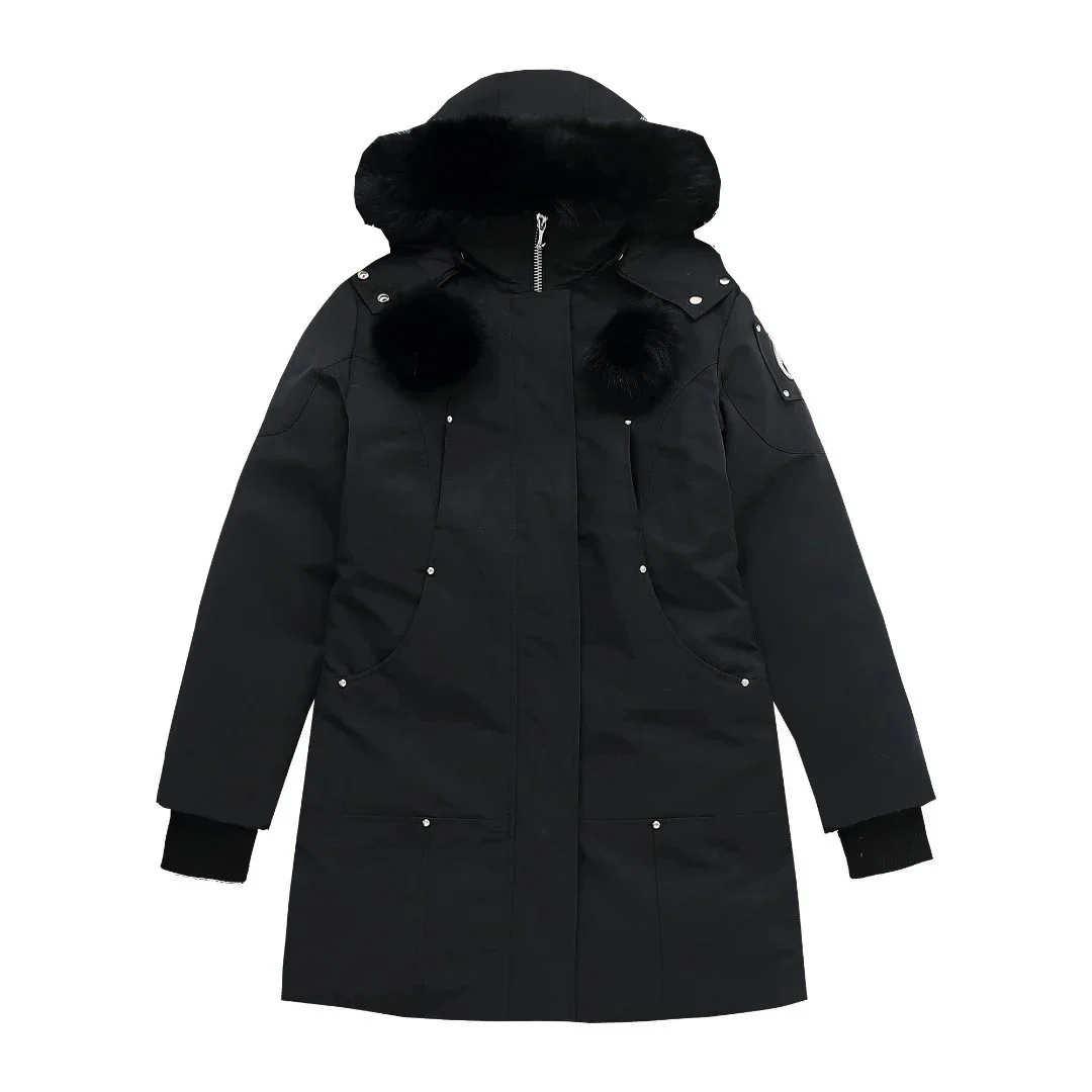 Black Fur-Collar Parka Coat