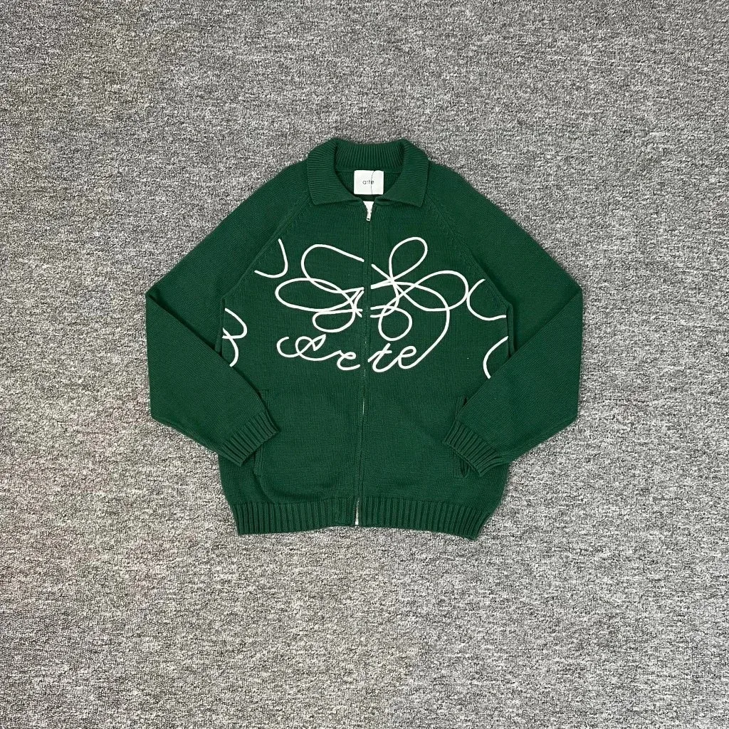 501 Green Zip-Up Knit Sweater