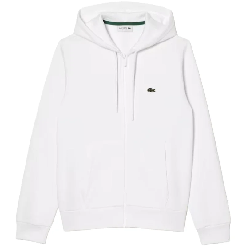 Lacoste L.12.12 Zip-Up Hoodie White Hooded Sweatshirt